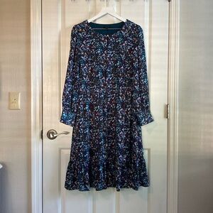 Talbots Womens Multicolored Notched Neckline Long Sleeve Dress Size 16 Petite